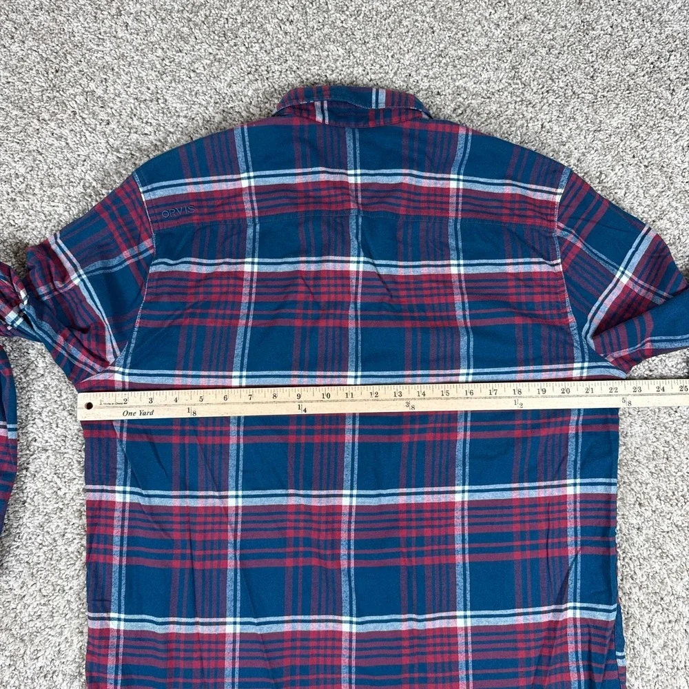 Orvis Shirt Mens M Blue Red Plaid Flat Creek Tech Flannel Long Sleeve Button Up - Picture 13 of 14
